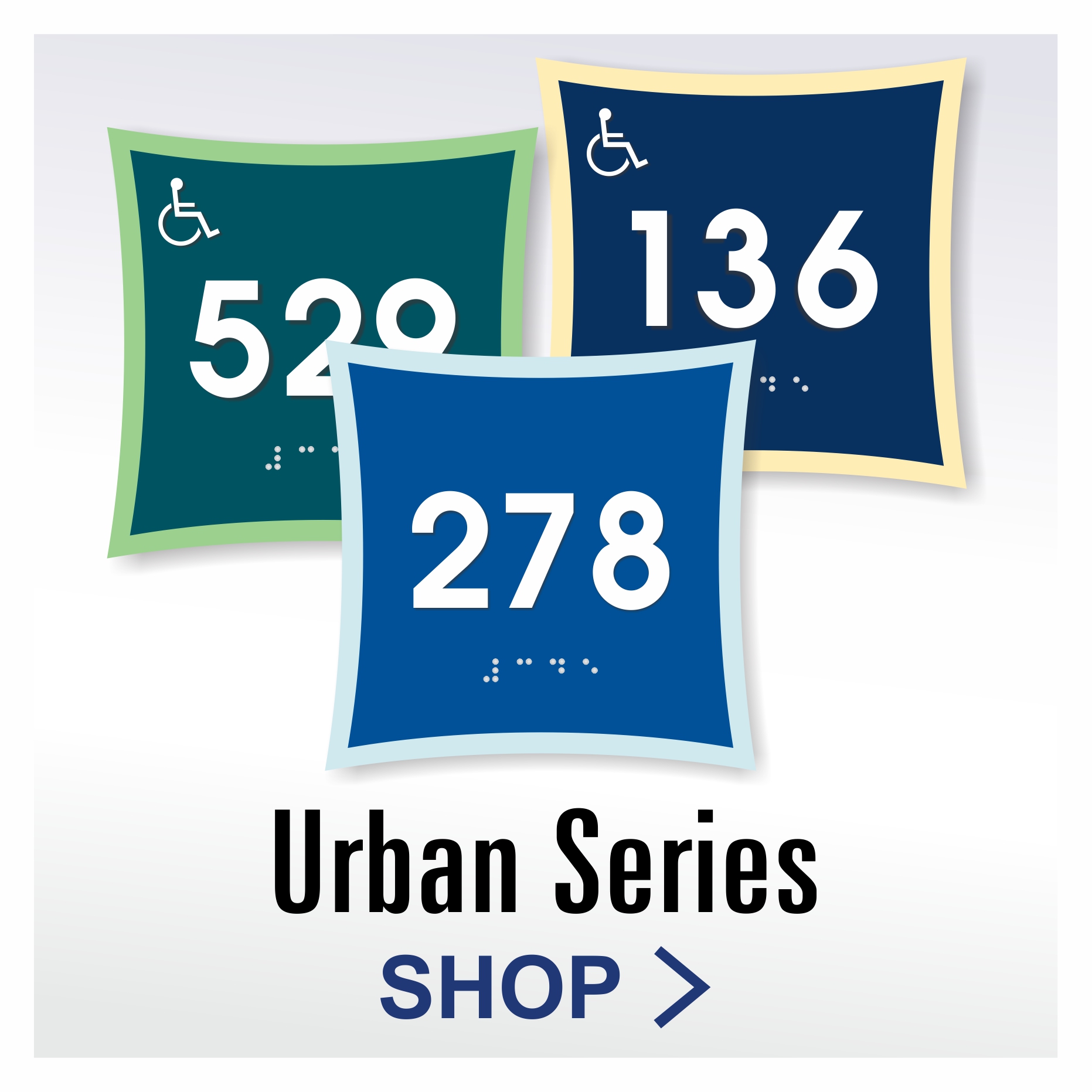 Urban Series modern tactile braille room number signs